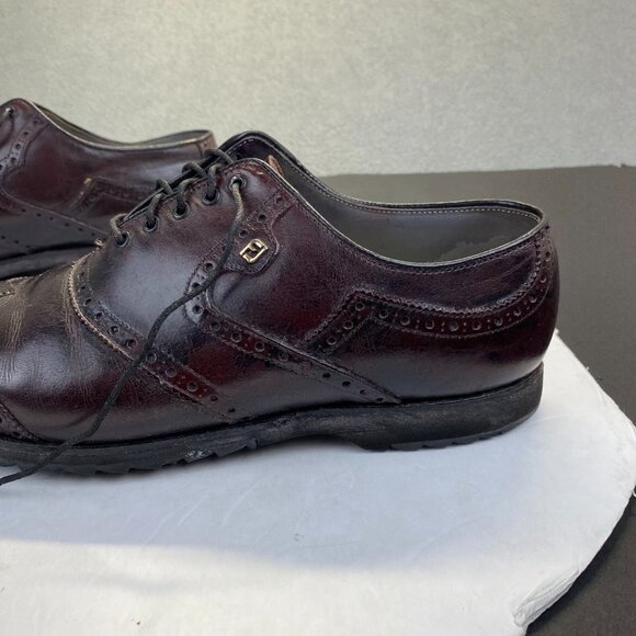 VTG FootJoy Classics Mens Spikeless Golf Shoes Wingtip Oxblood Red Size10D 55814 - Picture 13 of 16